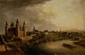 View of Aschaffenburg by Christian Georg Schutz The Elder Oil Painting