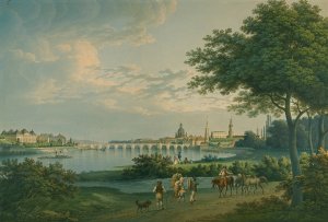 View of Dresden by Christian Gottlieb Hammer Oil Painting