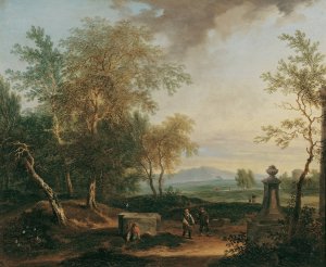 Landschaft mit Postament by Christian Hilfgott Brand Oil Painting