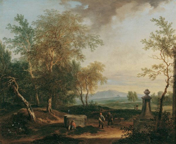 Landschaft mit Postament  by Christian Hilfgott Brand - Hand-Painted Oil Painting Reproduction
