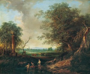 Landschaft mit Saule by Christian Hilfgott Brand Oil Painting