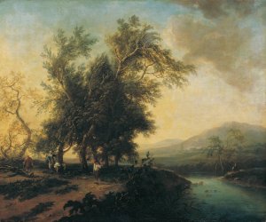 Landschaft mit Staffage by Christian Hilfgott Brand Oil Painting