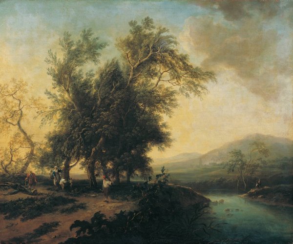 Landschaft mit Staffage by Christian Hilfgott Brand - Hand-Painted Oil Painting Reproduction