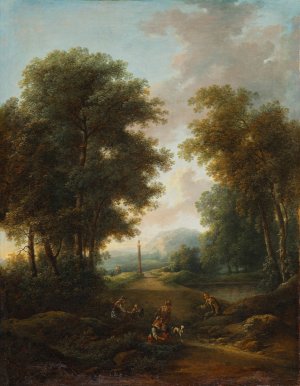 Waldlandschaft mit Bildstock by Christian Hilfgott Brand Oil Painting