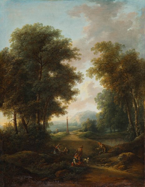 Waldlandschaft mit Bildstock  by Christian Hilfgott Brand - Hand-Painted Oil Painting Reproduction