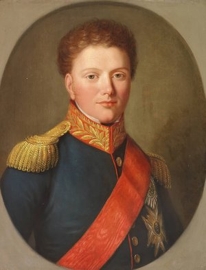 Portraet af en officer by Christian Horneman Oil Painting