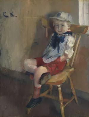 A little Boy on a Chair by Christian Krohg Oil Painting