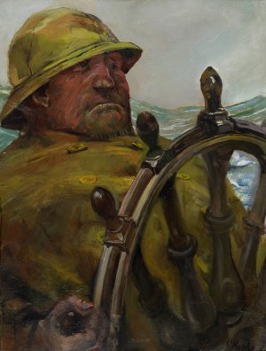 At the Rudder by Christian Krohg Oil Painting