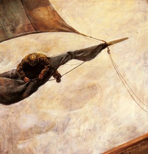 Fixing The Sail by Christian Krohg Oil Painting