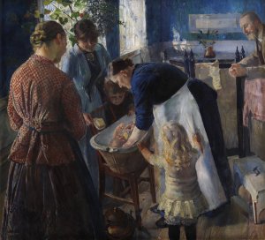 In the Tub by Christian Krohg Oil Painting