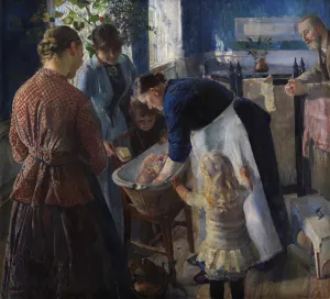 In the Tub by Christian Krohg Oil Painting
