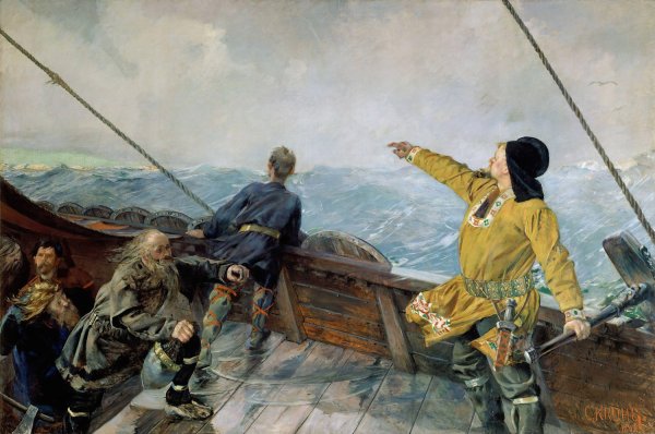 Main Product Photo of Leiv Eirikson discovering America  Painting by Christian Krohg