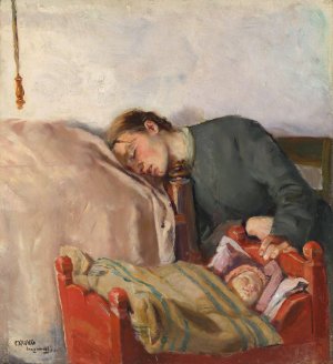 Mother and Child by Christian Krohg Oil Painting