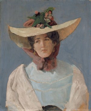Portrett av skuespillerinnen Agnes Mowinckel by Christian Krohg Oil Painting