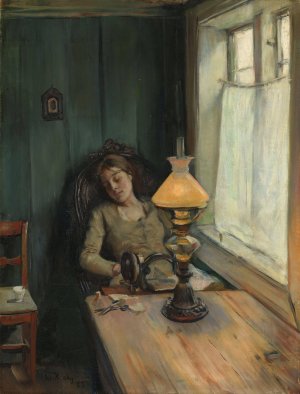 Tired by Christian Krohg Oil Painting