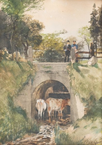 Main Product Photo of At The Pond Of Externstein In The Teutoburger Land  Painting by Christian Kroner