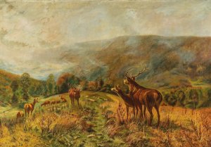 Rotwildrudel by Christian Kroner Oil Painting