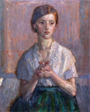 Girl praying by Christian Landenberger Oil Painting