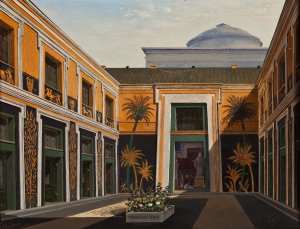 The Courtyard Of The Thorvaldsen Museum by Christian Olavius Zeuthen Oil Painting