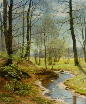 A Stream in the Woods by Christian Zacho Oil Painting