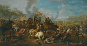 A Battle Scene Between Christians And Turks by Christian Reder Oil Painting