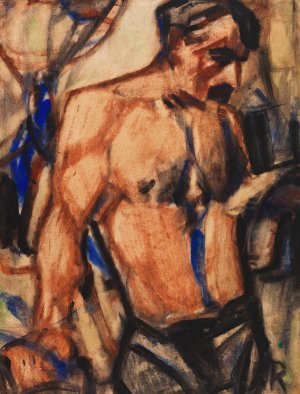 Arbeiter mit nacktem OberkOrper by Christian Rohlfs Oil Painting