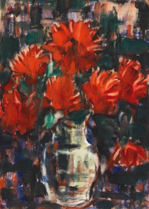 Dahlien by Christian Rohlfs Oil Painting
