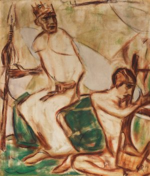 David und Saul by Christian Rohlfs Oil Painting