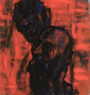 Dunkle KOpfe auf Rot by Christian Rohlfs Oil Painting