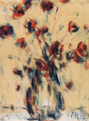 Feldmohn in blauer Vase by Christian Rohlfs Oil Painting
