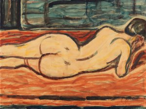 Liegender Weiblicher Ruckenakt by Christian Rohlfs Oil Painting