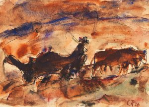 Ochsenfuhrwerk by Christian Rohlfs Oil Painting