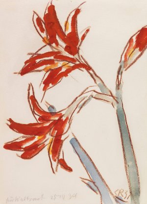 Roter Amaryllis by Christian Rohlfs Oil Painting