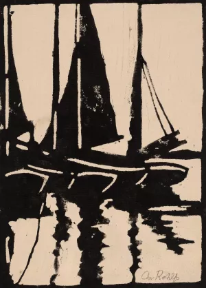Sailboats in the Harbor by Christian Rohlfs Oil Painting