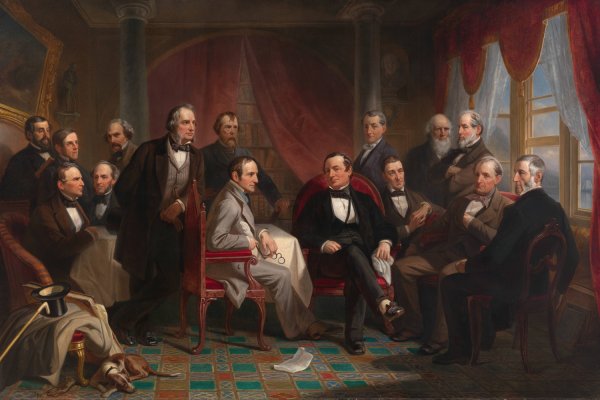Washington Irving and his Literary Friends at Sunnyside  by Christian Schussele - Hand-Painted Oil Painting Reproduction