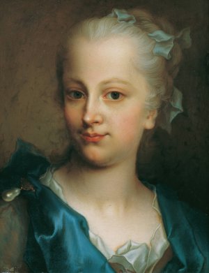 Madchen in blauem Kleid by Christian Seybold Oil Painting
