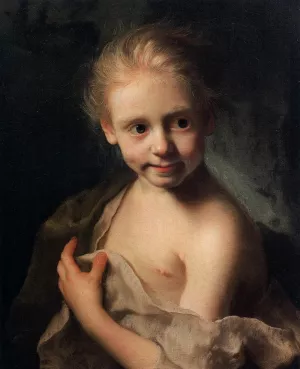 Portrait of a Small Girl by Christian Seybold - Oil Painting Reproduction