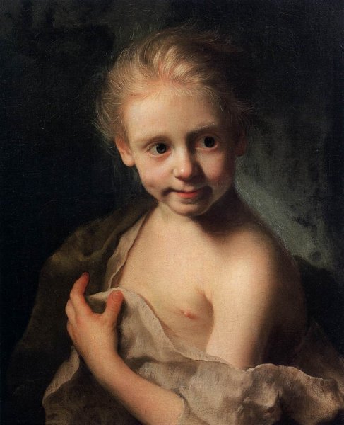 Portrait of a Small Girl by Christian Seybold - Hand-Painted Oil Painting Reproduction