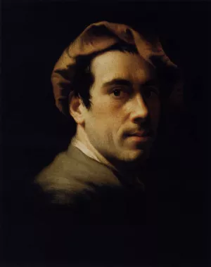 Self-Portrait as a Young Man by Christian Seybold Oil Painting