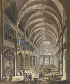 Blick In Ein Kircheninneres Mit Barockausstattung, Viele Figuren Als Staffage by Christian Stocklin Oil Painting