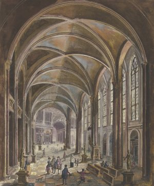 Blick In Ein Kircheninneres Mit Gotischen Fenstern Und Barockausstattung by Christian Stocklin Oil Painting