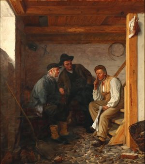Den politiske situation droftes by Christian Thorrestrup Oil Painting