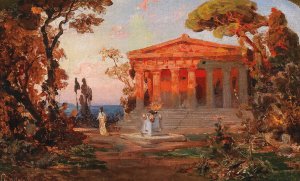 Ideallandschaft mit Tempel by Christian Wilberg Oil Painting