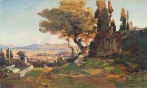 Open Landscape in the Roman Campagnas by Christian Wilberg Oil Painting