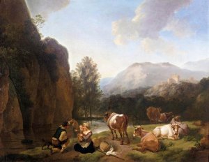 Italianate Landscape Oil painting by Christian Wilhelm Dietrich