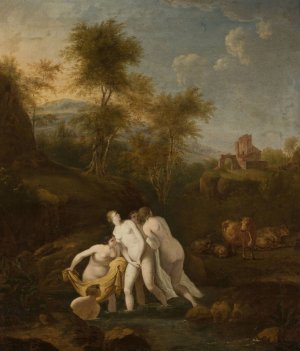 Bath of nymphs by Christian Wilhelm Ernst Dietrich Oil Painting