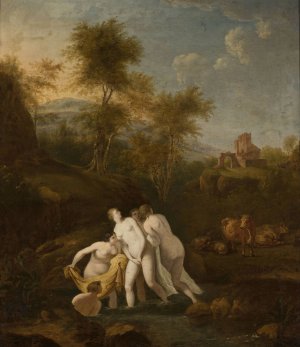 Bath of nymphs by Christian Wilhelm Ernst Dietrich Oil Painting