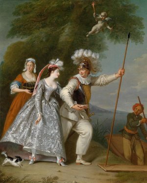 Ein eleganter Herr als Pierrot by Christian Wilhelm Ernst Dietrich Oil Painting