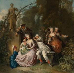 Eine komOdiantische Auffuhrung in einem Park by Christian Wilhelm Ernst Dietrich Oil Painting