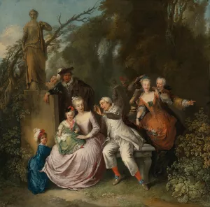 Eine komOdiantische Auffuhrung in einem Park Oil painting by Christian Wilhelm Ernst Dietrich